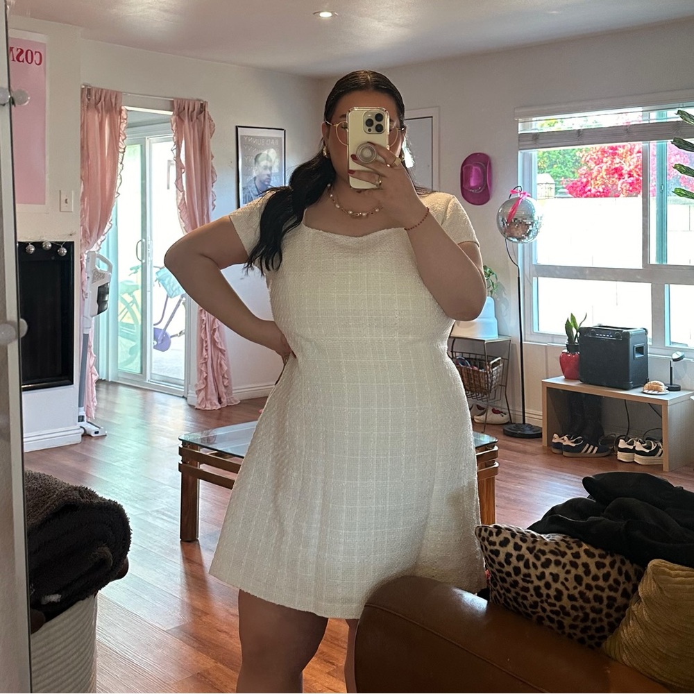 White Bouclé dress